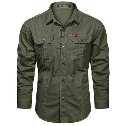 Heren Cargo Overshirt Tactisch Outdoor Overhemd Lange Mouw