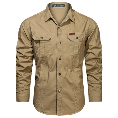 Heren Cargo Overshirt Tactisch Outdoor Overhemd Lange Mouw