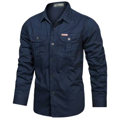 Heren Cargo Overshirt Tactisch Outdoor Overhemd Lange Mouw