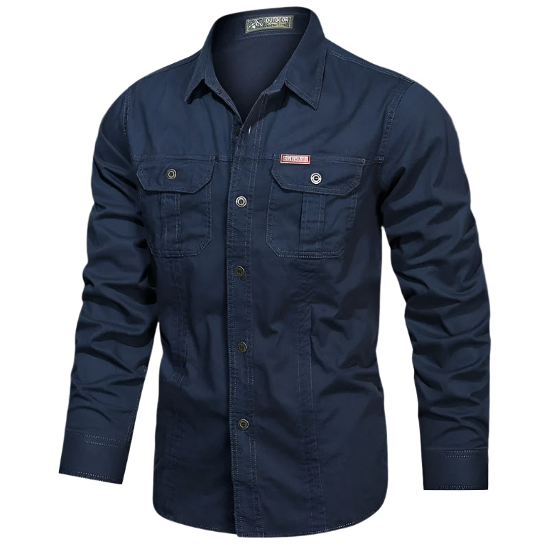 Heren Cargo Overshirt Tactisch Outdoor Overhemd Lange Mouw