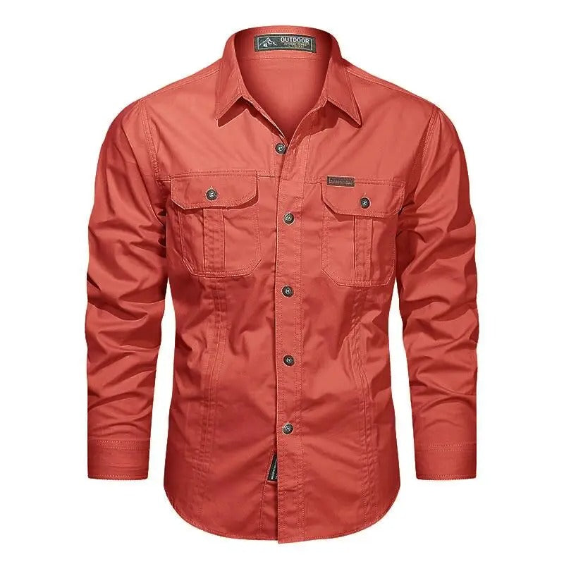 Heren Cargo Overshirt Tactisch Outdoor Overhemd Lange Mouw