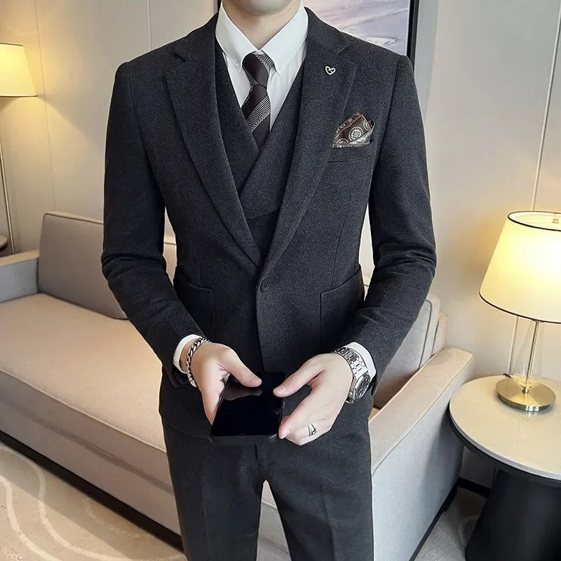 Slim Fit Formeel Pak 3 Delig Set voor Heren met Blazer Gilet en Pantalon