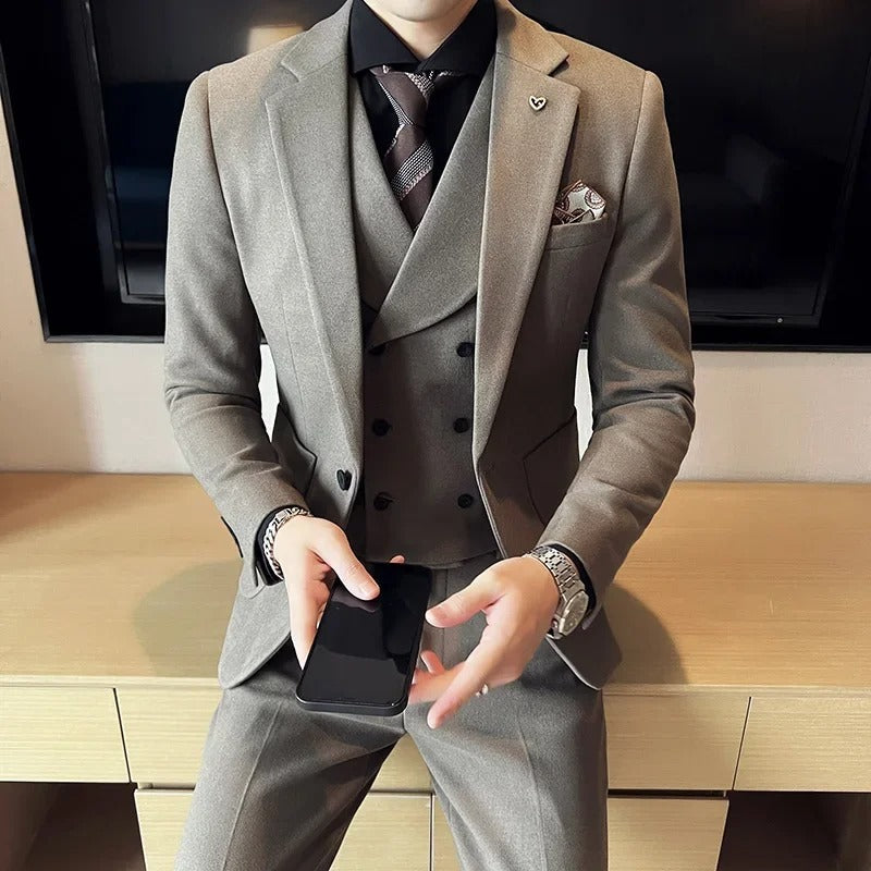 Slim Fit Formeel Pak 3 Delig Set voor Heren met Blazer Gilet en Pantalon