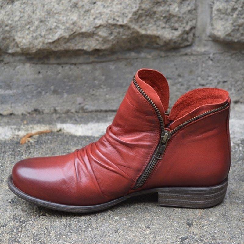 Vrouwen Vintage Robuuste Laarsjes met Ritssluiting