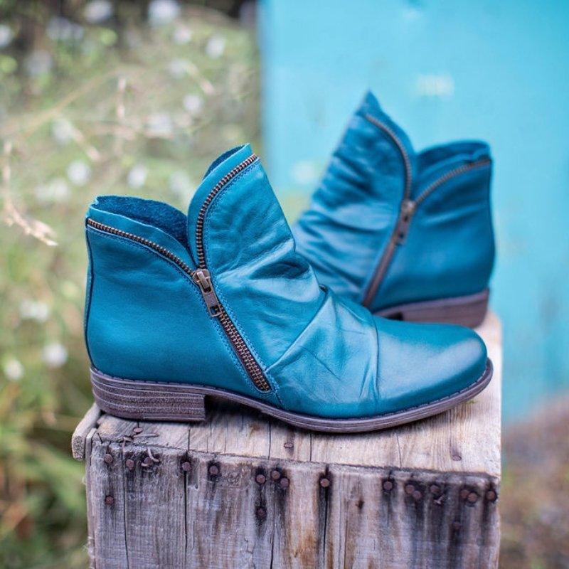 Vrouwen Vintage Robuuste Laarsjes met Ritssluiting