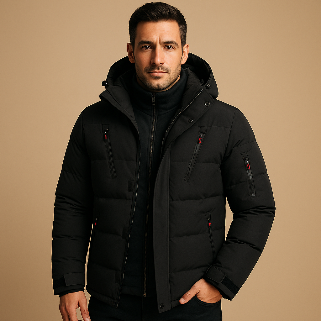 Waterdichte Puffer Winterjas met Capuchon en Ritszakken voor Heren