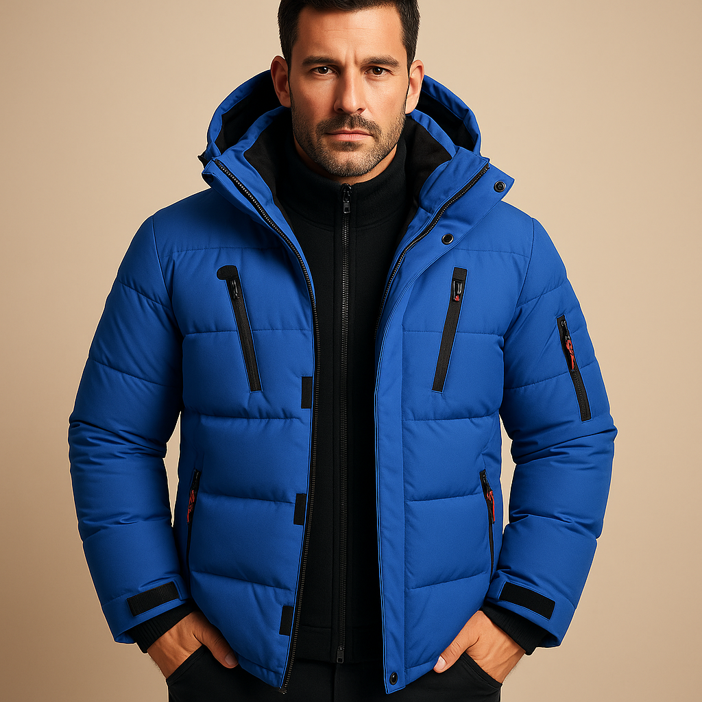 Waterdichte Puffer Winterjas met Capuchon en Ritszakken voor Heren