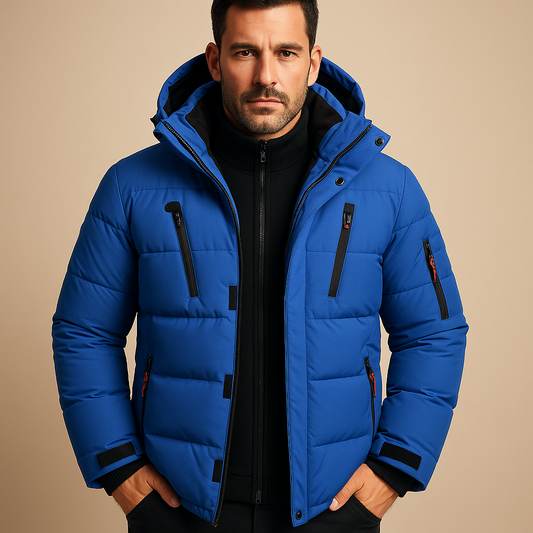 Waterdichte Puffer Winterjas met Capuchon en Ritszakken voor Heren