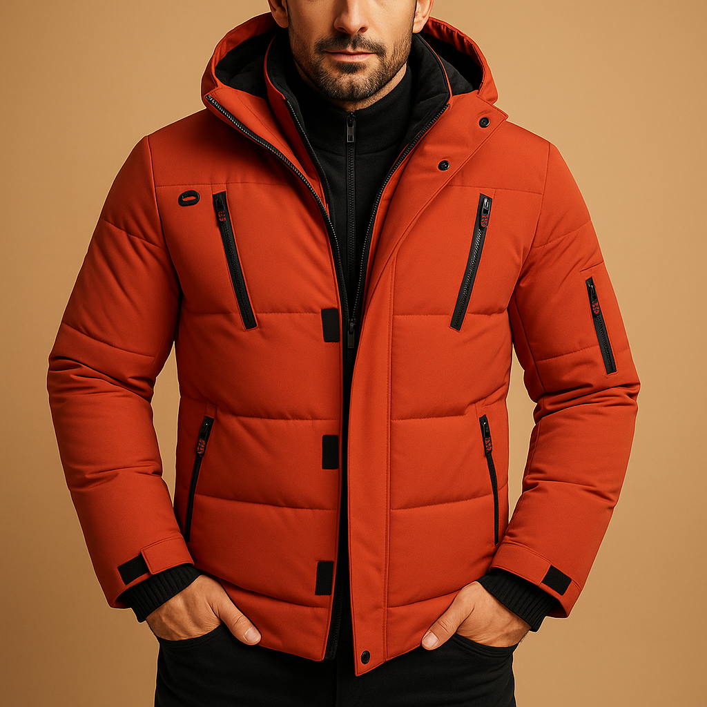 Waterdichte Puffer Winterjas met Capuchon en Ritszakken voor Heren