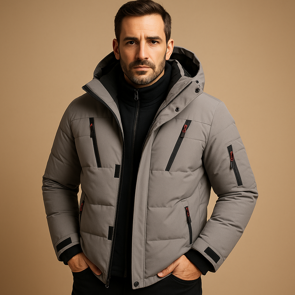 Waterdichte Puffer Winterjas met Capuchon en Ritszakken voor Heren