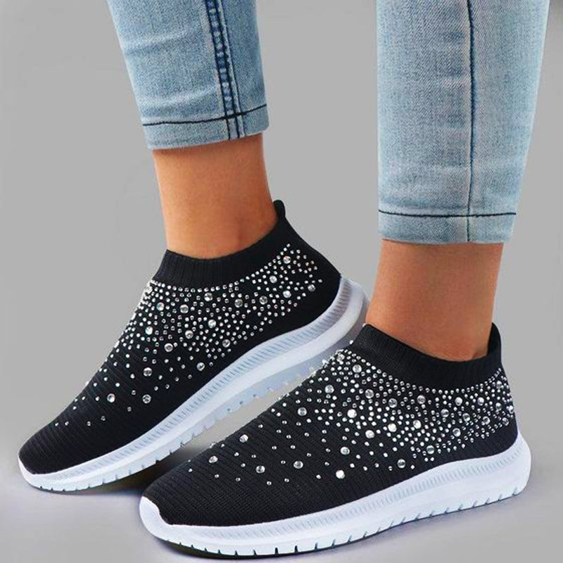 Vrouwen Instap Sneakers Met Strassdetails En Comfortzool