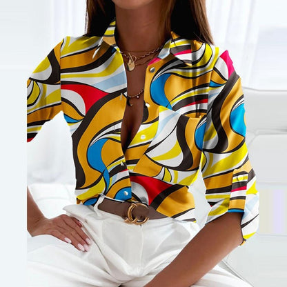 Ilze - Bruisende Button-Up Blouse met print