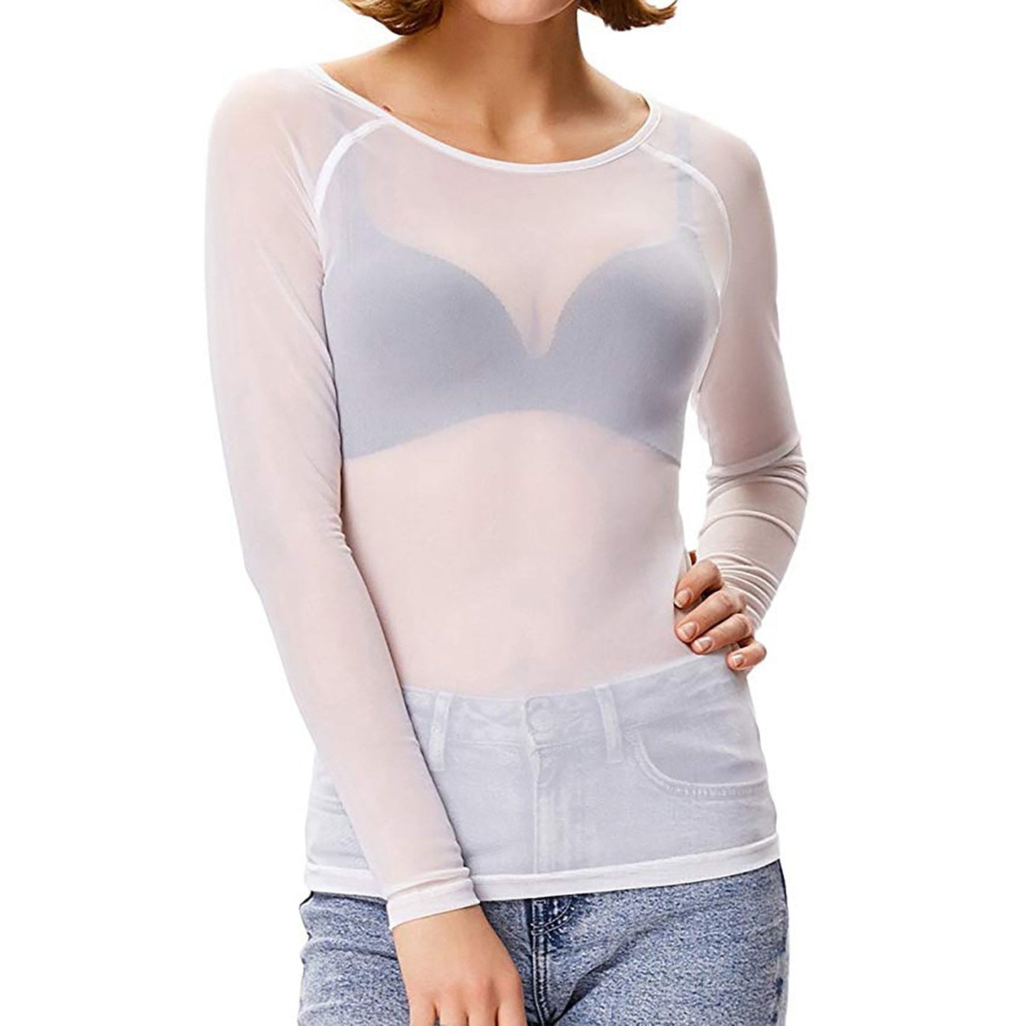 Élisabeth - Sheer Mesh Top met lange mouwen voor dames